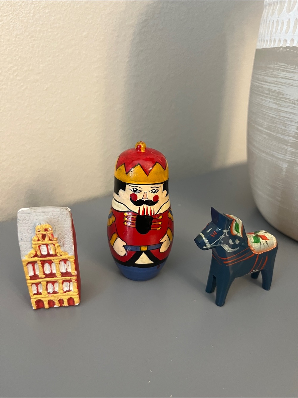 Vintage Red and Gold Nutcracker, Swedish Horse, Clay House